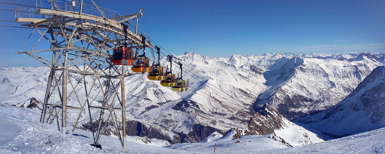Gondola, Kalnas, Aukščiausiojo Lygio Susitikimas, Ledynas, Sniegas, Kabelis, France, Isère, Aukšti Alpės, Nemokamos Nuotraukos