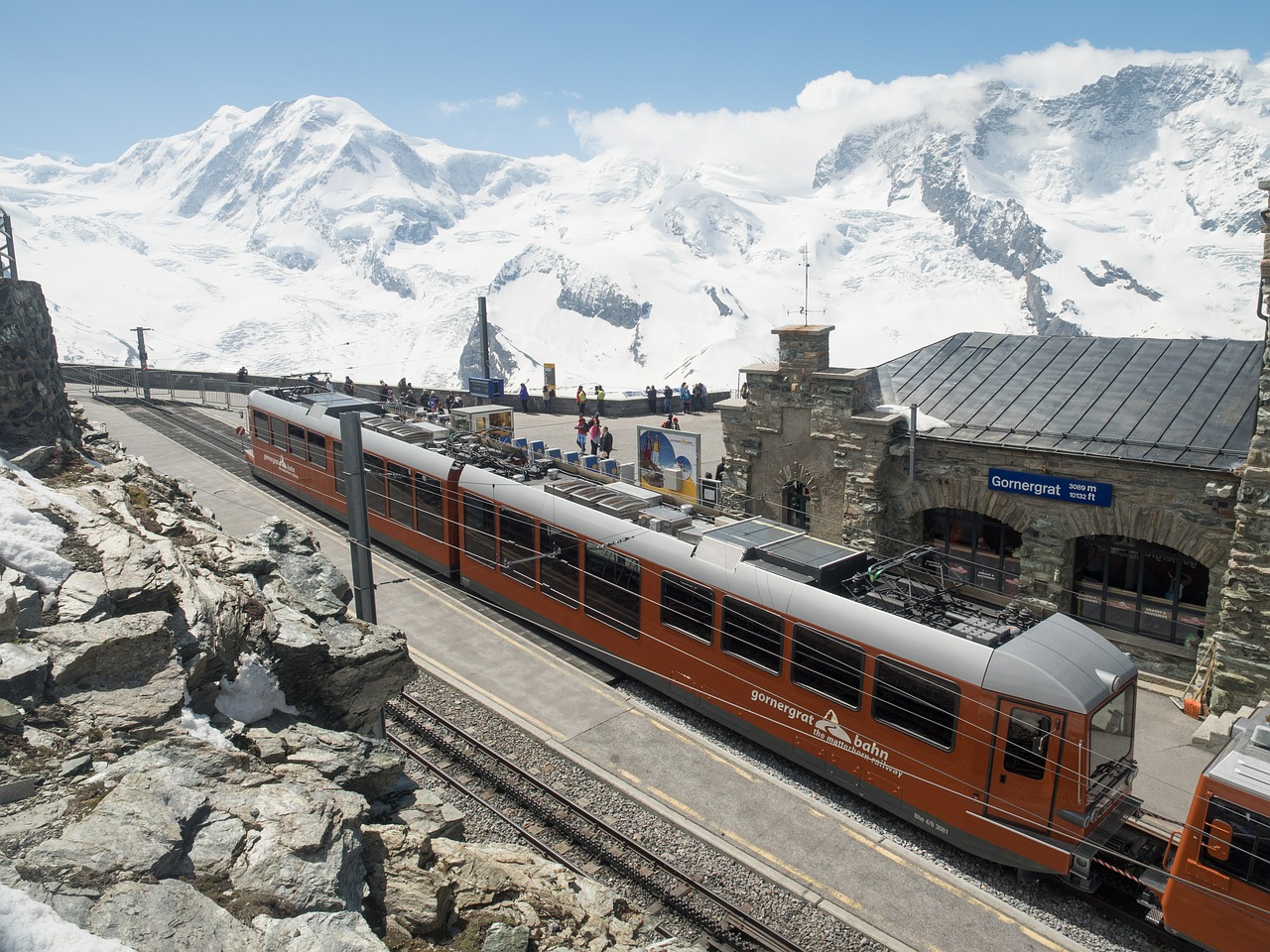 Gornergrat, Stovo Geležinkelis, Gornergratbahn, Šveicarija, Valais, Kalnai, Monte Rosa, Pasienio Ledynas, Kalnų Geležinkelis, Zermatt