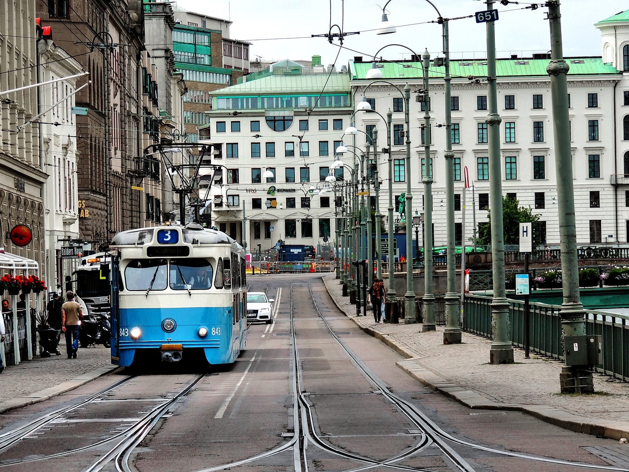 Göteborgtram, Gothenburg, Tramvajus, Mėlynas Tramvajus, Švedija, Bėgiai, Nemokamos Nuotraukos,  Nemokama Licenzija