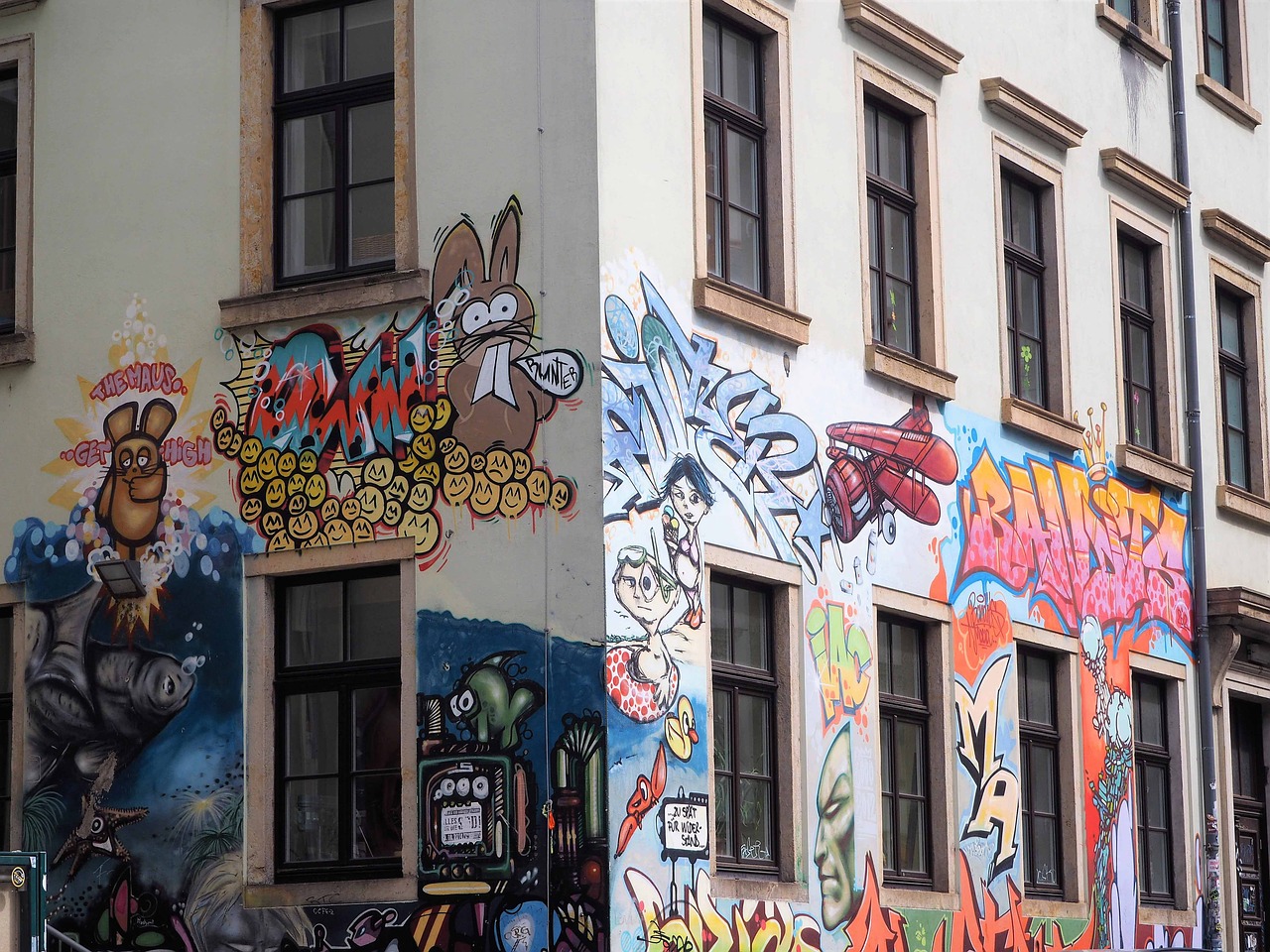 Grafiti, Neustadt, Drezdenas, Madinga, Namo Fasadas, Menas, Gyvenamoji Vieta, Nemokamos Nuotraukos,  Nemokama Licenzija
