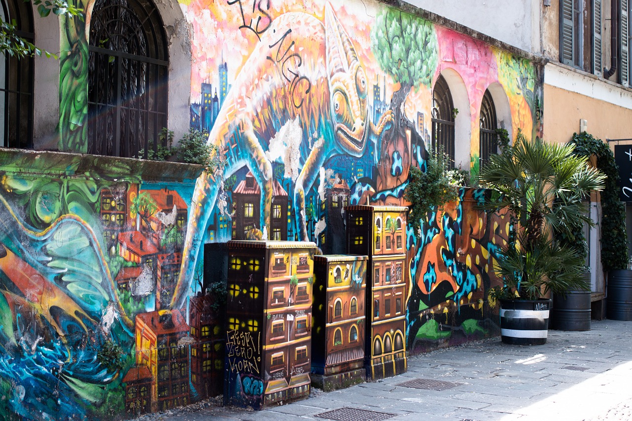 Grafiti, Milanas, Per Santa Croce, Siena, Dažyti, Menas, Spalva, Dažytos Sienos, Gatvės Menas, Maitinimo Blokai