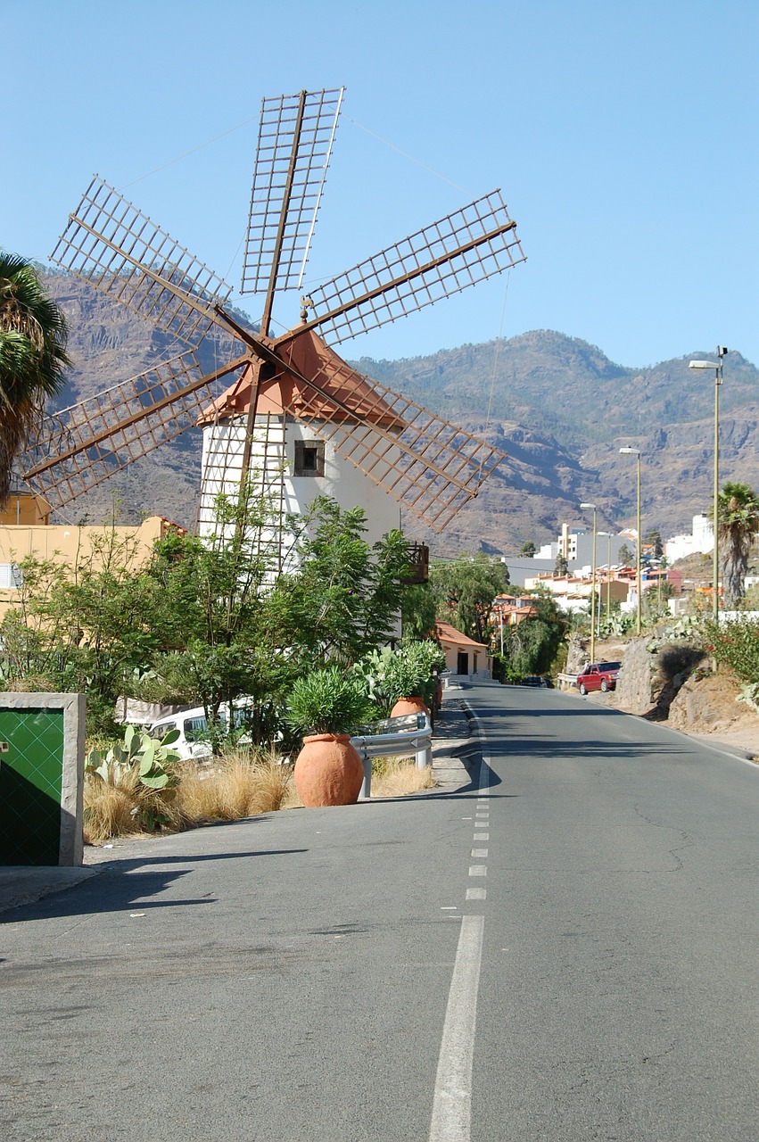 Gran Canaria, Ispanija, Sala, Malūnas, Gėlės, Kelias, Nemokamos Nuotraukos,  Nemokama Licenzija