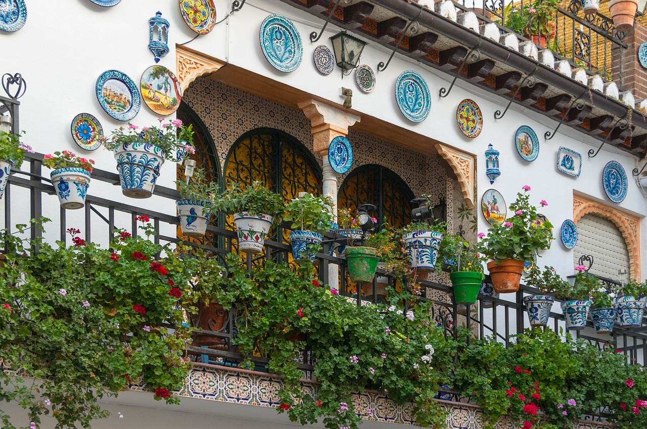 Granada, Ispanija, Pastatas, Papuoštas, Architektūra, Dekoratyvinis, Gėlės, Augalai, Spalvos, Spalvinga