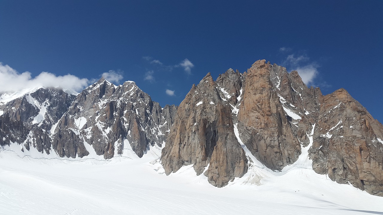 Grand Capucin, Velnio Griovys, Mont Blanc Du Tacul, Chamonix, Kalnai, Alpių, Aukšti Kalnai, Granitas, Sniegas, France