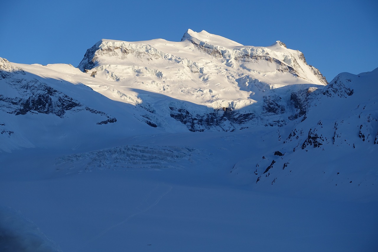 Grand Combin, Aukšti Kalnai, Ledynas, Alpių, Kalnai, Kraštovaizdis, Abendstimmung, Žiema, Valais, Šaltas