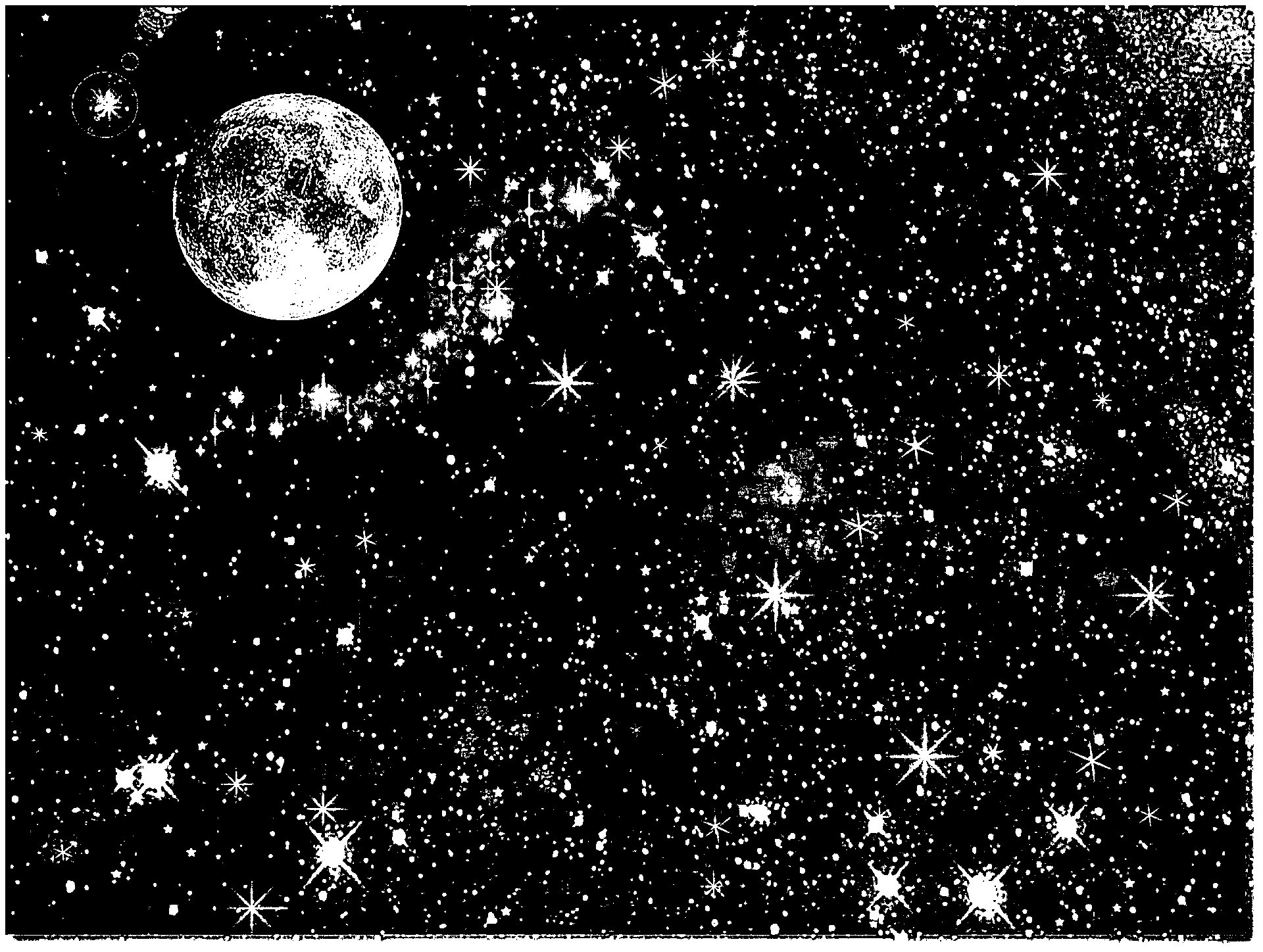 Astronija,  Erdvė,  Grafika,  Žvaigždės,  Mėnulis,  Skaitmeninis,  Gimp,  Vaizdas,  Juoda,  Plakatas
