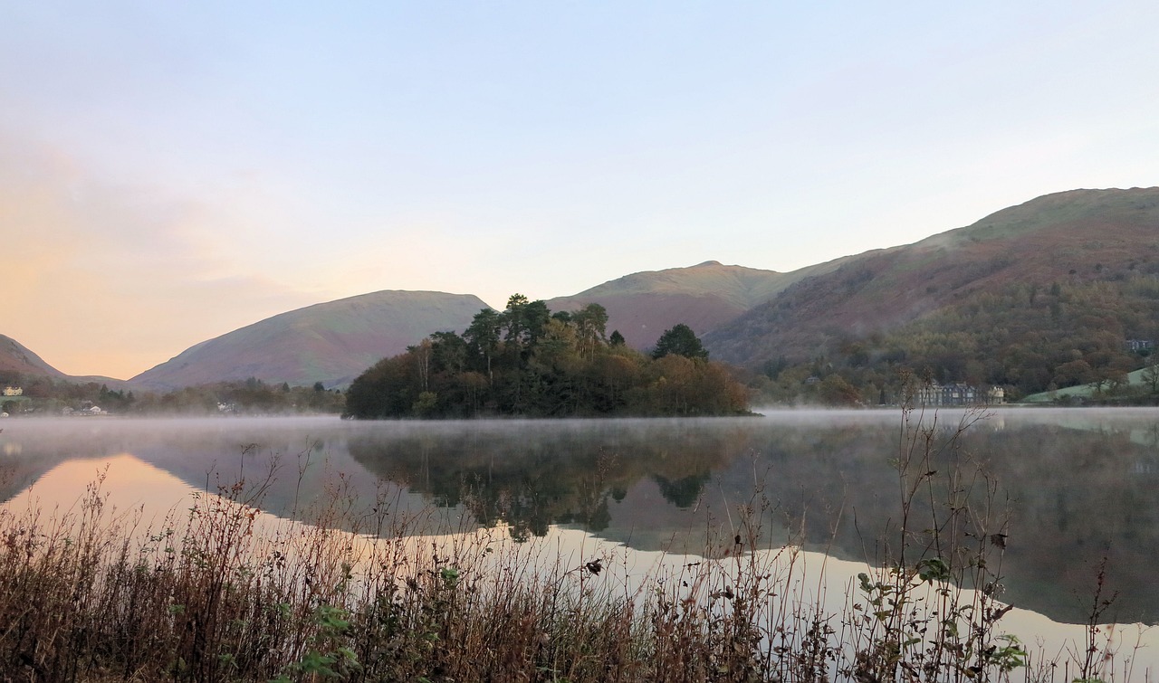 Grasmere, Ežeras, Kambrija, Rajonas, Kaimas, Kraštovaizdis, Vanduo, Peizažas, Lauke, Panorama