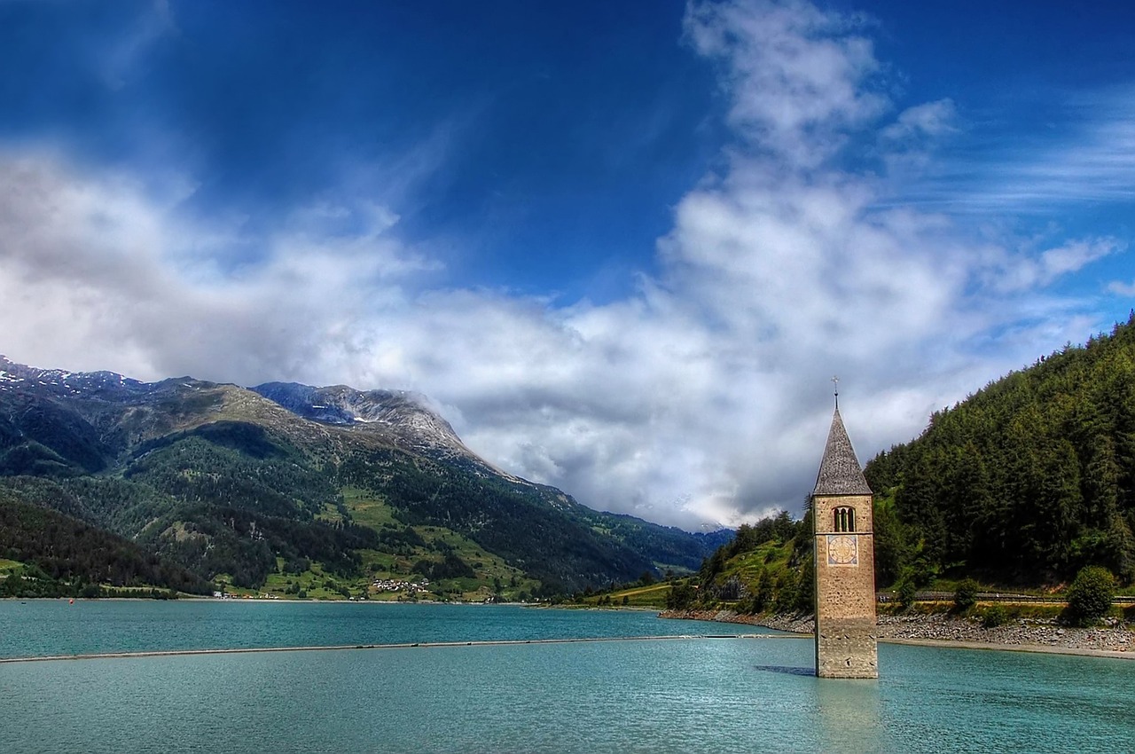 Graun, South Tyrol, Kalnai, Alm, Debesys, Alpių, Italy, Gamta, Bergwelt Südtirol, Panorama