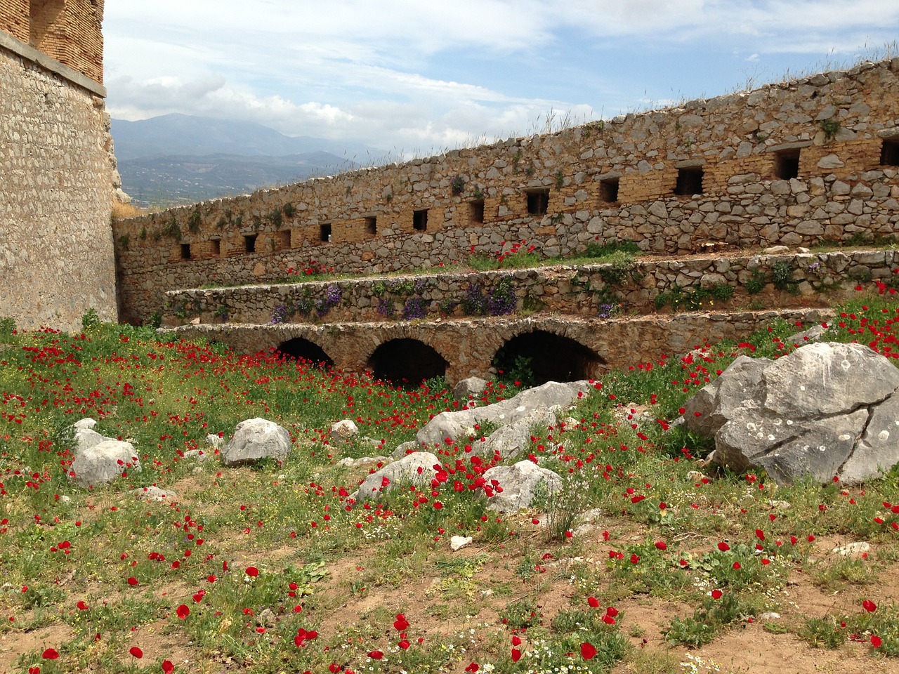 Graikija, Gėlė, Siena, Architektūra, Vaizdingas, Graikų Kalba, Viduržemio Jūros, Kraštovaizdis, Archeologija, Fonas