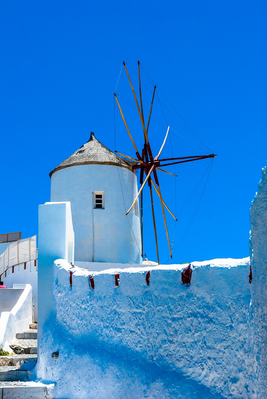 Graikija, Santorini, Saulė, Atostogos, Debesys, Dangus, Kraštovaizdis, Vasara, Oras, Akmenys