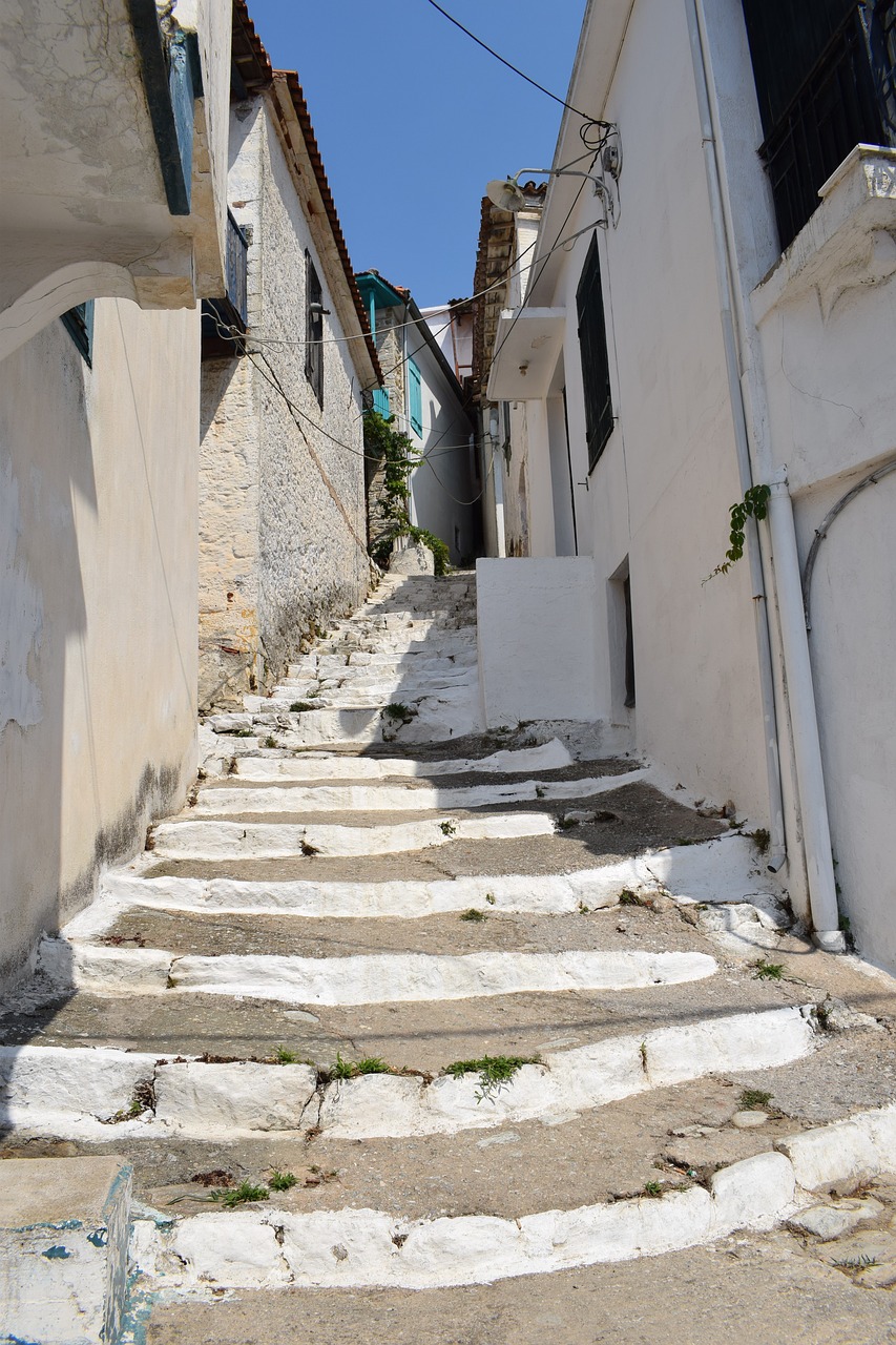 Graikija, Skopelos, Glossa, Kaimas, Gatvė, Laiptai, Laiptinė, Architektūra, Tradicinis, Laiptai