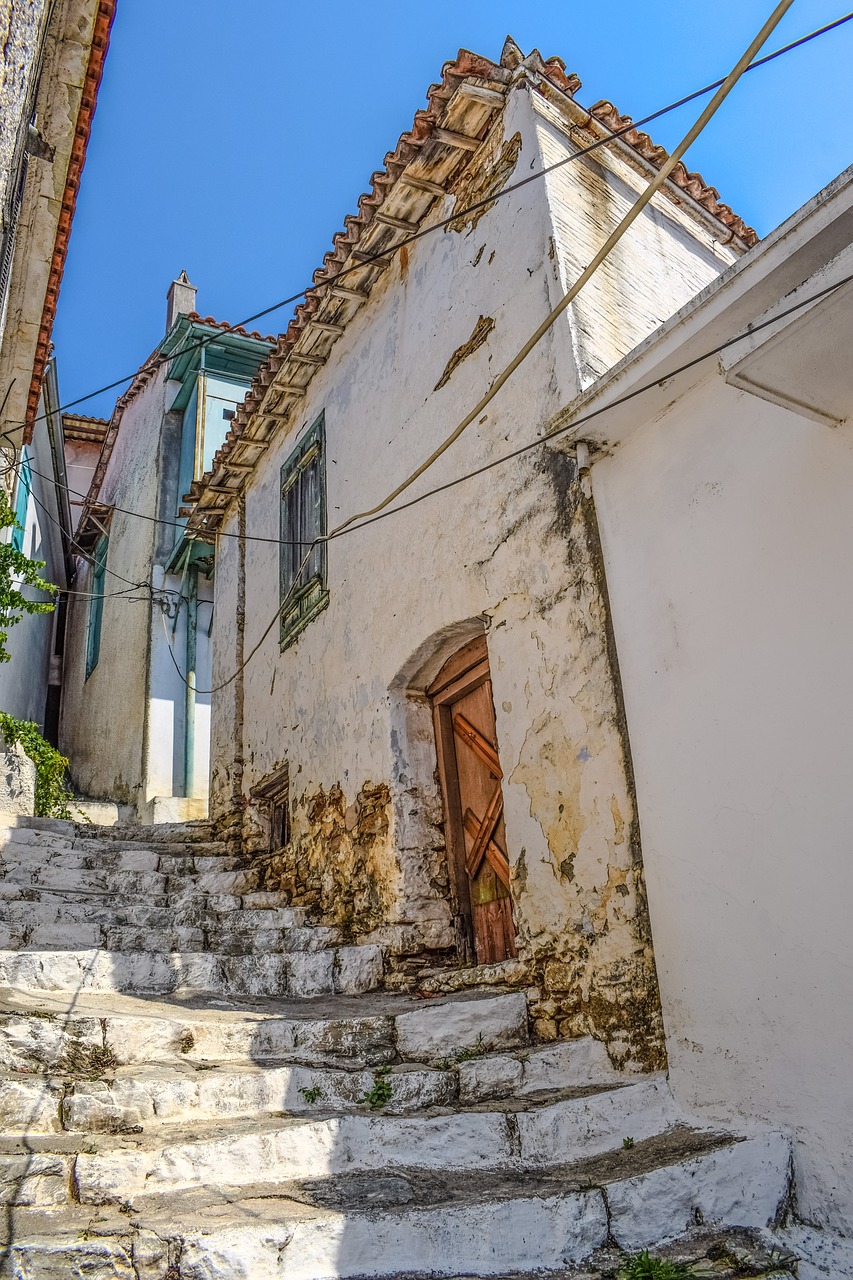 Graikija, Skopelos, Glossa, Kaimas, Gatvė, Alėja, Laiptai, Skilimas, Architektūra, Tradicinis