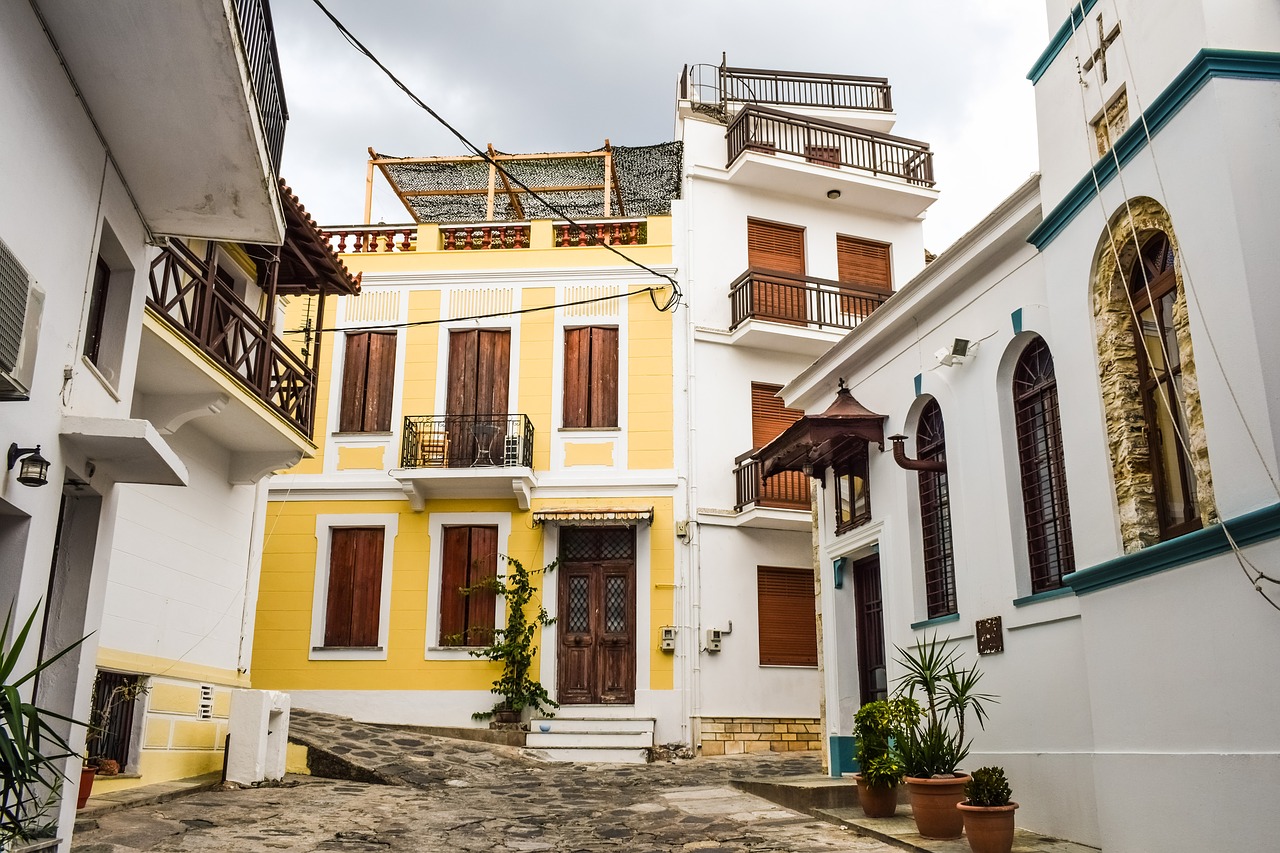 Graikija, Skopelos, Chora, Kaimas, Gatvė, Alėja, Namai, Architektūra, Tradicinis, Sala