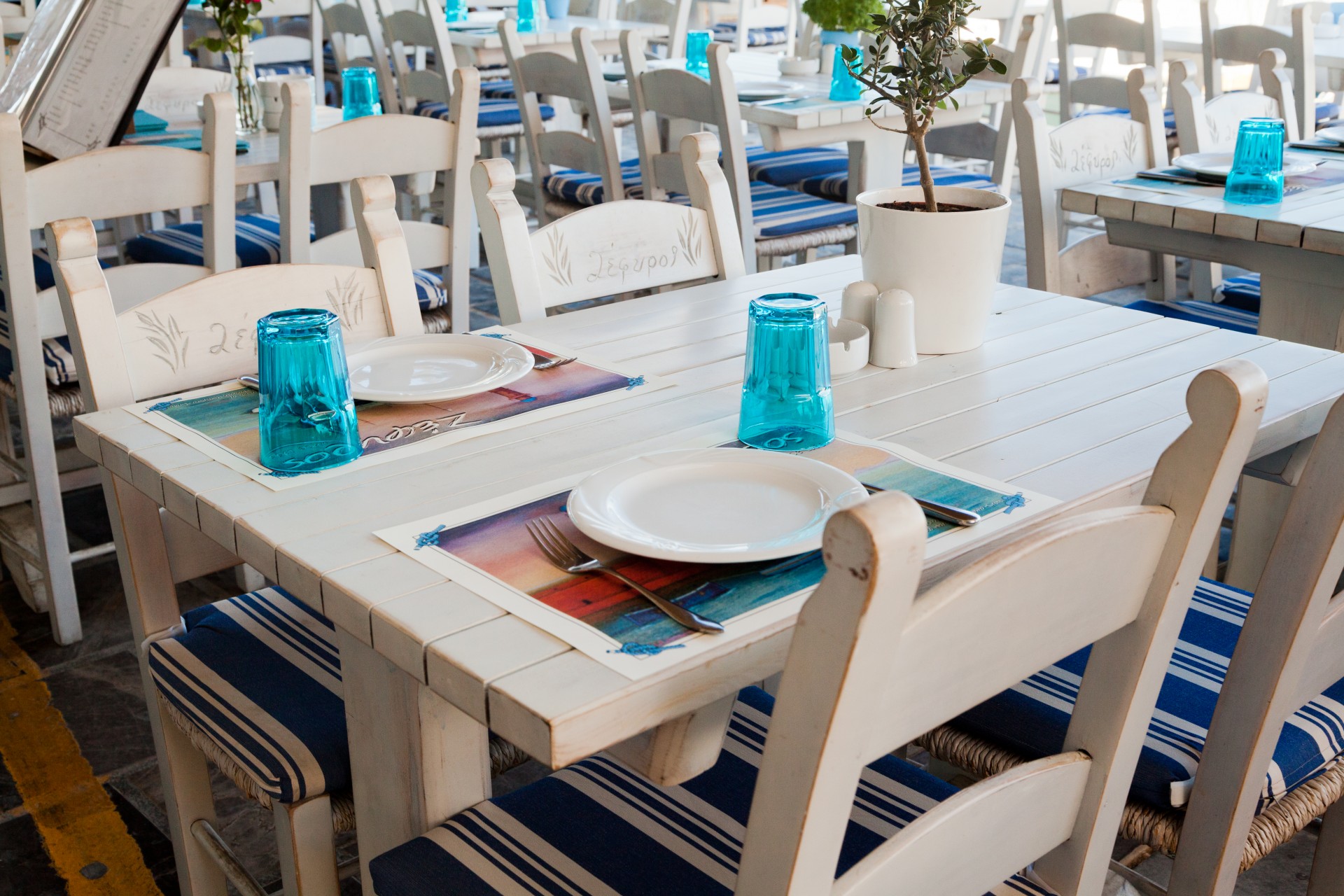 Restoranas,  Graikija,  Graikų Kalba,  Mėlynas,  Balta,  Turizmas,  Viduržemio Jūros,  Stalas,  Tradicinis,  Kėdės