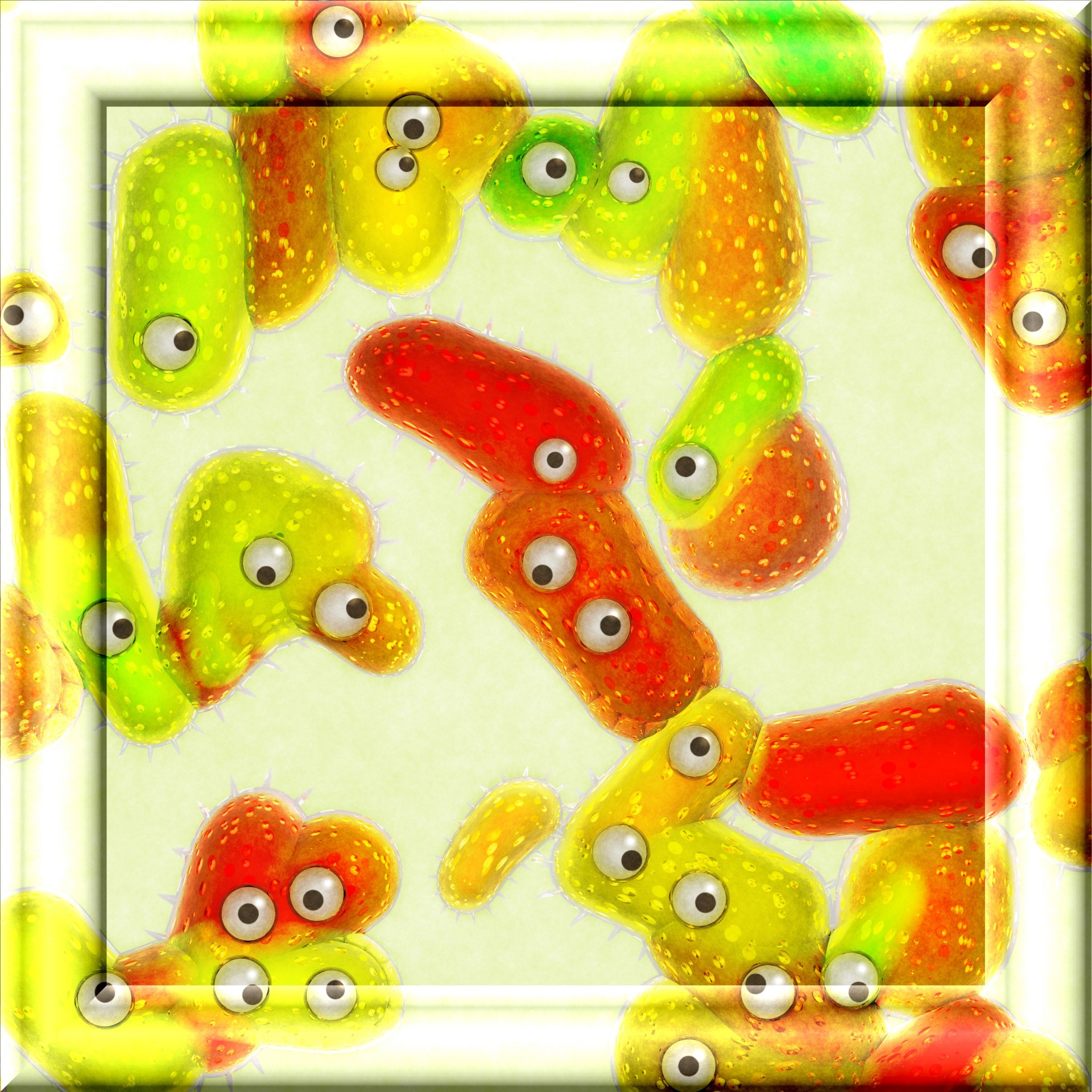 Rėmas,  3D,  Stiklas,  Žalias,  Bakterijos,  Fonas,  Serga,  Liga,  Žalia Bakterijų Rėmas, Nemokamos Nuotraukos