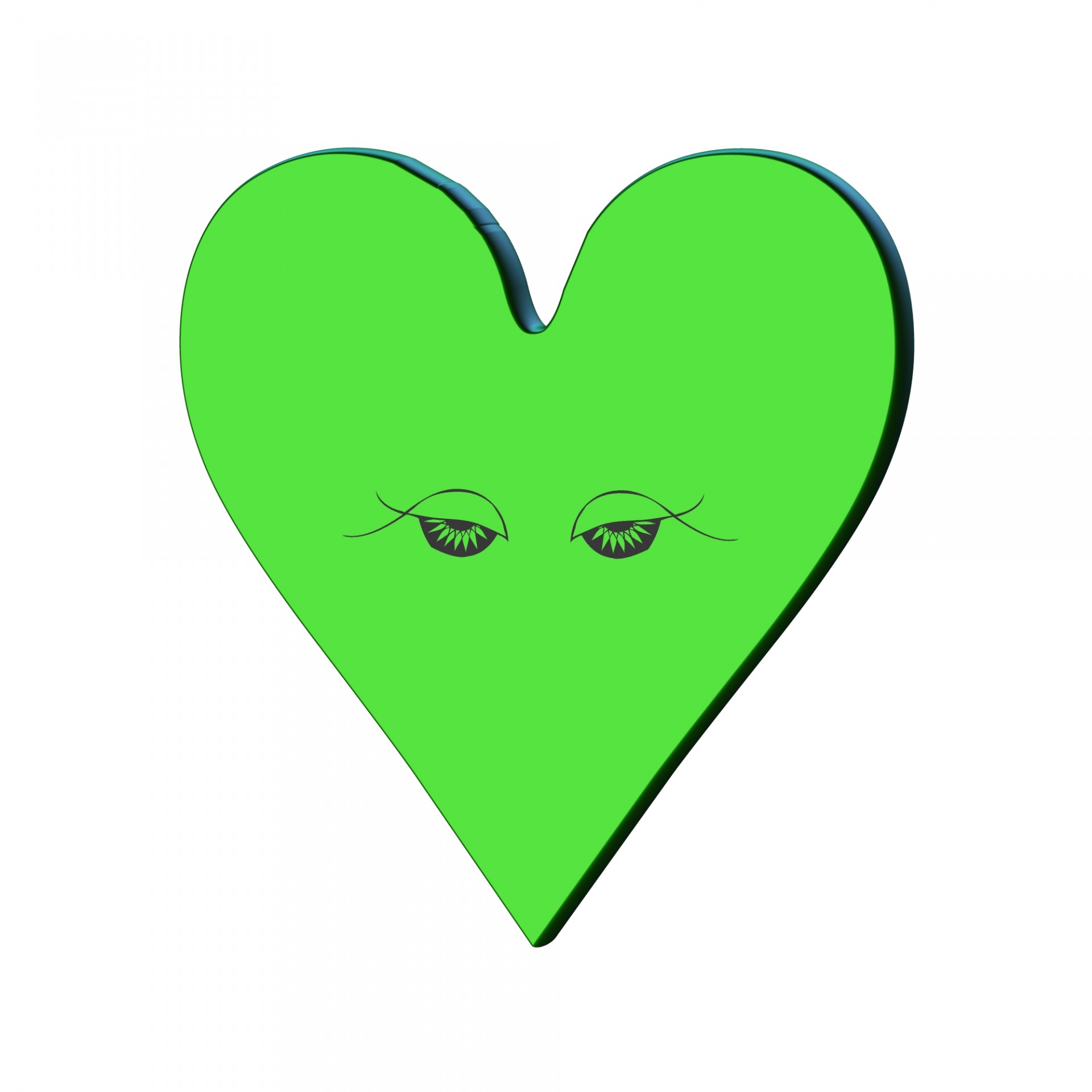 3D,  Žalias,  Širdis,  Akys,  Izoliuotas,  Balta,  Fonas,  Meilė,  Draugystė,  Valentines