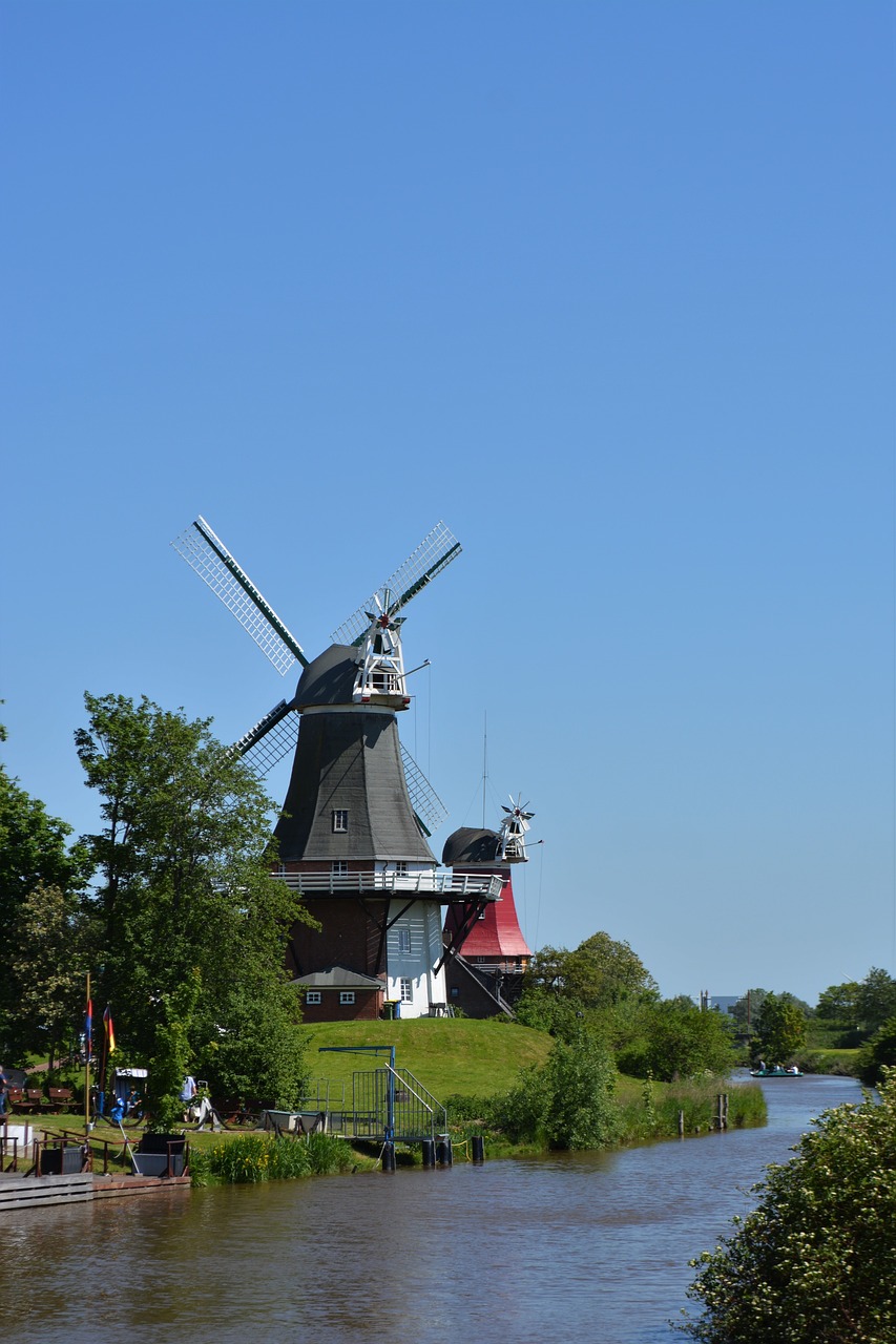 Greetsiel,  Malūnas,  Windmill,  Rytų Frisia,  Dangus,  Nuotaika,  Lankytinos Vietos,  Greetsieler Dvi Lentpjūves,  Zwillingsmühlen,  Romantiškas