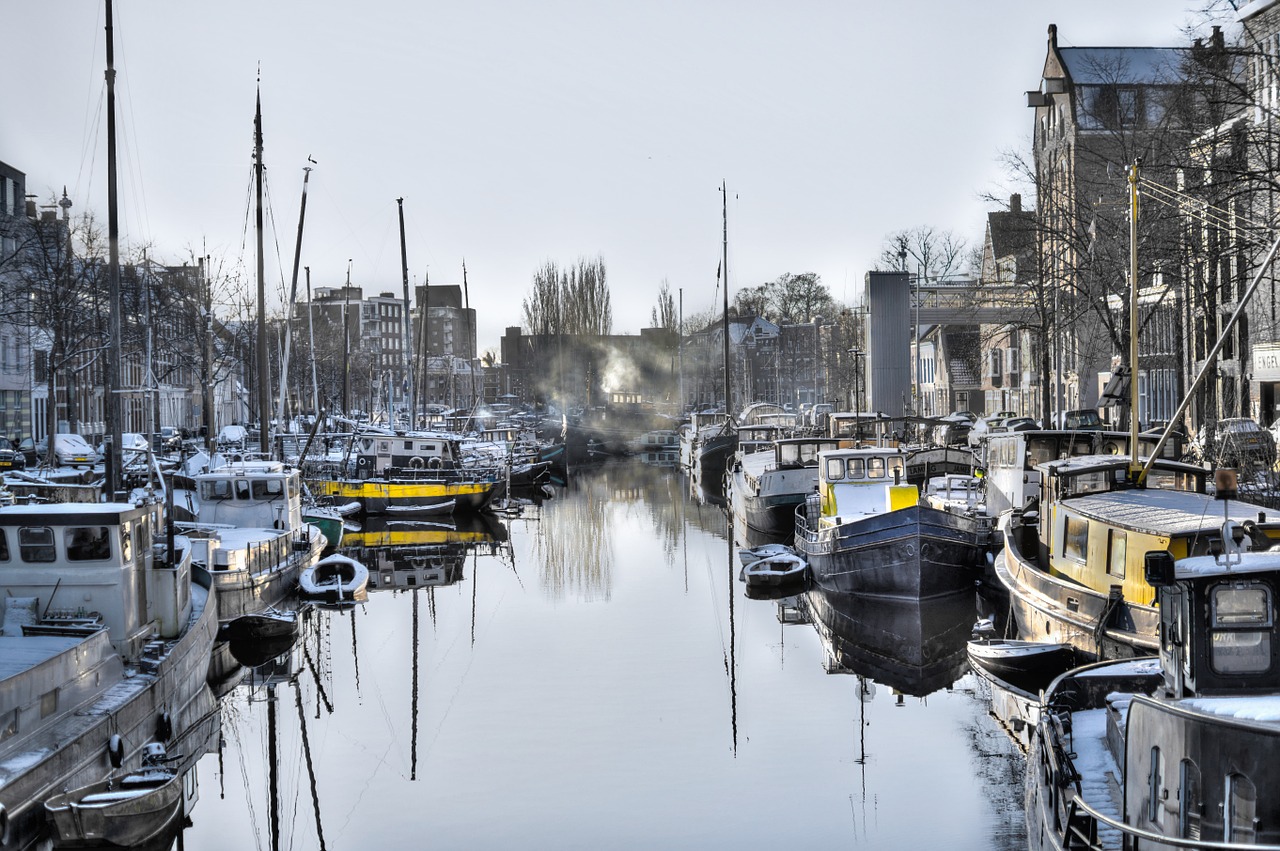 Groningenas, Kanalas, Olandų, Turizmas, Valtys, Hdr, Nyderlandai, Holland, Upė, Vanduo