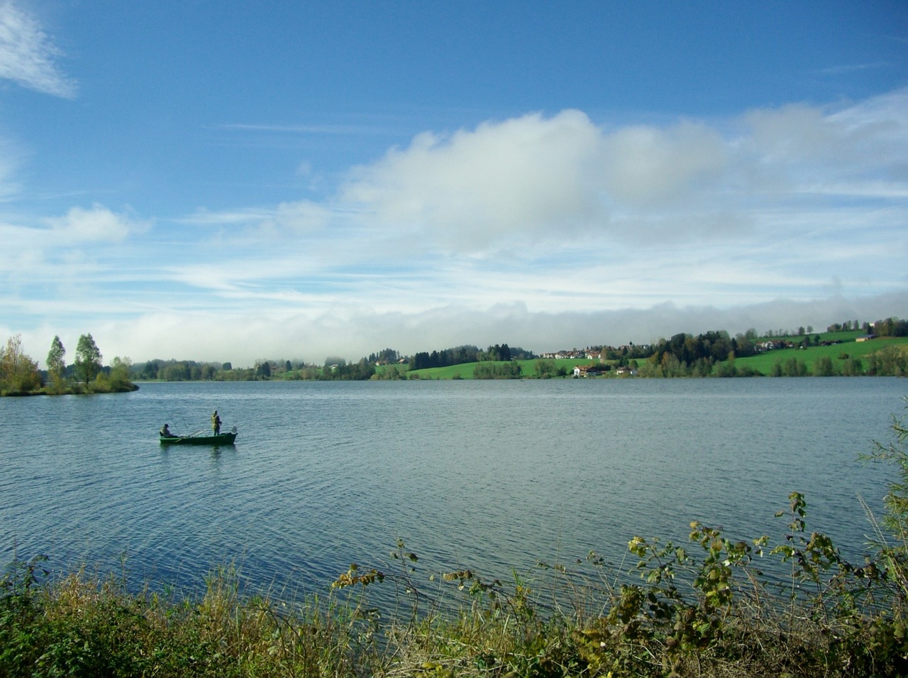 Gruentensee, Žvejybos Laivas, Žalias, Mėlynas, Boot, Ežeras, Irklavimo Valtis, Fischer, Vanduo, Žvejyba