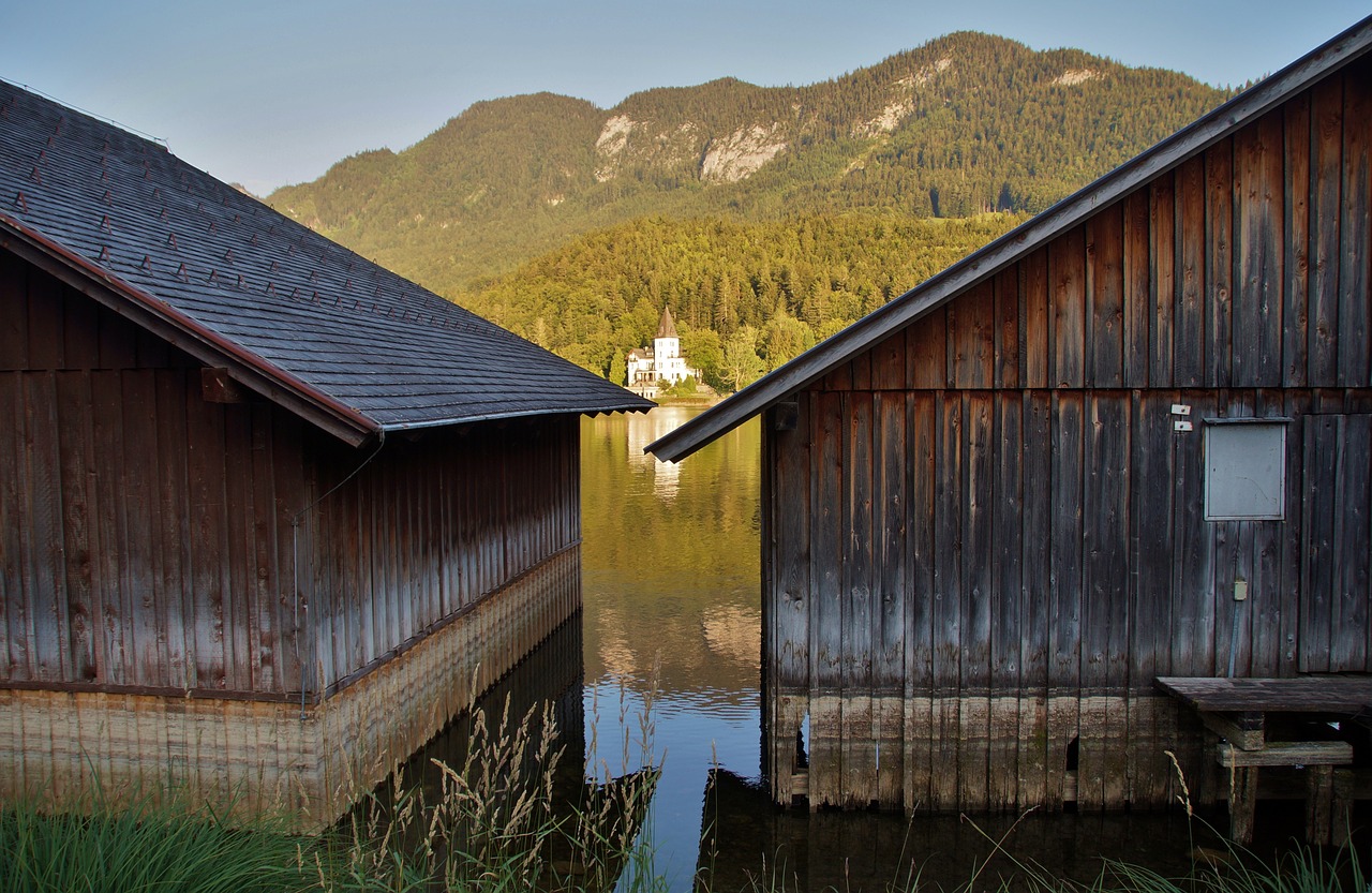 Grundlsee,  Medinis,  Namai,  Architektūra,  Prieplauka,  Pristatymas,  Namas,  Austrija,  Alpės,  Ežeras