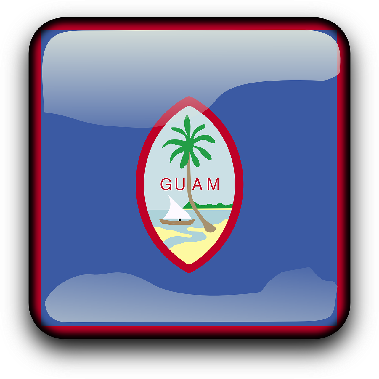 Guamas, Vėliava, Šalis, Tautybė, Kvadratas, Mygtukas, Blizgus, Nemokama Vektorinė Grafika, Nemokamos Nuotraukos,  Nemokama Licenzija