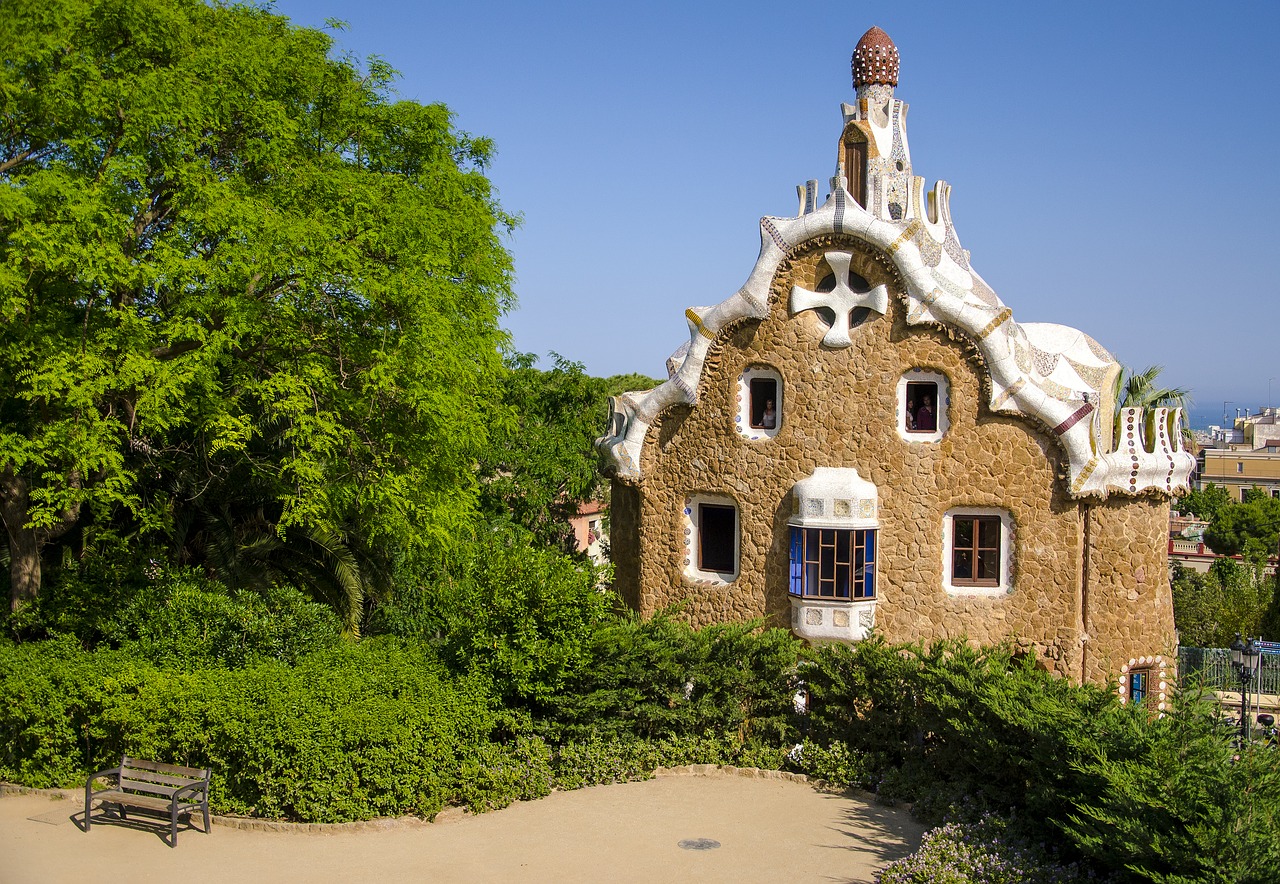 Guell Parkas, Barcelona, Ispanija, Katalonija, Gaudi, Mozaika, Namas, Katalonų, Park-Guell, Europa