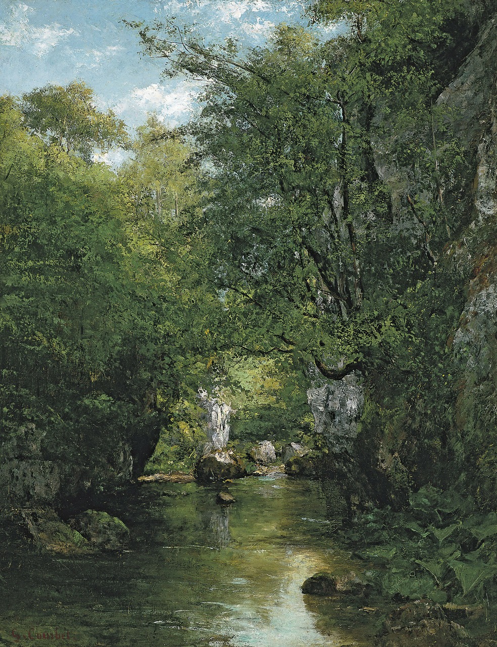 Gustave Courbet, Menas, Dažymas, Aliejus Ant Drobės, Miškas, Medžiai, Dangus, Debesys, Gamta, Lauke
