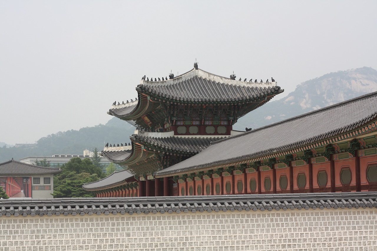 Gyeongbok Rūmai,  Hanok,  Tradicinis,  Korėjiečių Tradicinė,  Klasikinis,  Mono, Nemokamos Nuotraukos,  Nemokama Licenzija