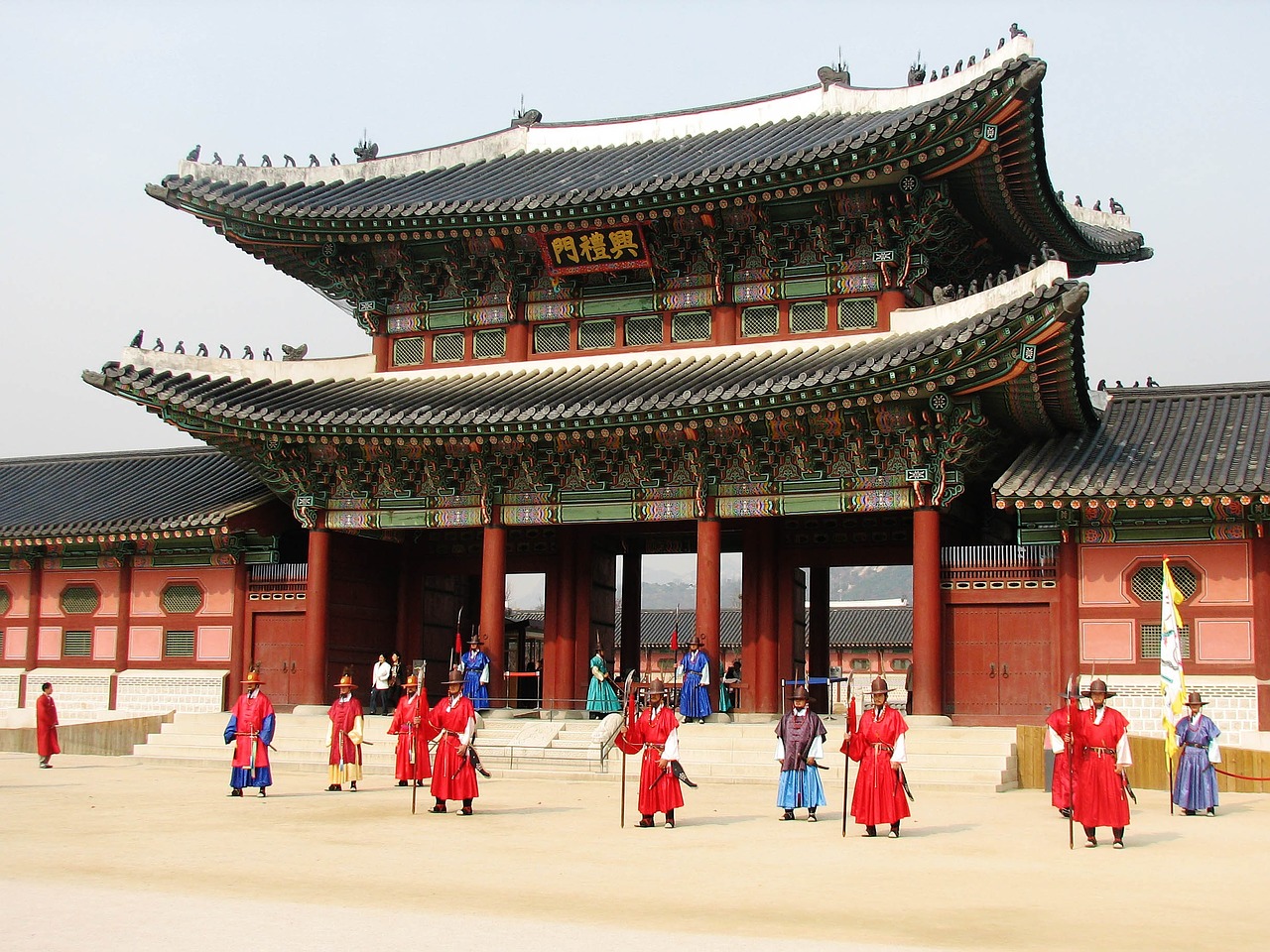 Gyeongbokgung, Rūmai, Į Pietus, Seulas, Korėja, Istorinis, Karališkasis, Orientyras, Turistinis, Apsaugai