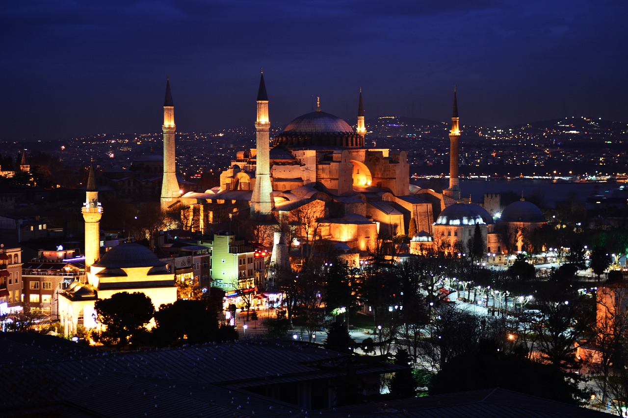 Hagia Sophia, Cami, Naktis, Nemokamos Nuotraukos,  Nemokama Licenzija