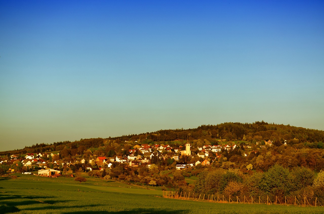 Haintchen, Vokietija, Kraštovaizdis, Vaizdingas, Kaimas, Miestas, Pastatai, Namai, Kritimas, Ruduo