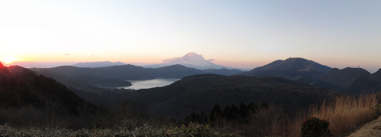 Hakone, Japonija, Ežeras, Kalnai, Kalno Fuji, Saulėlydis, Panorama, Nemokamos Nuotraukos,  Nemokama Licenzija