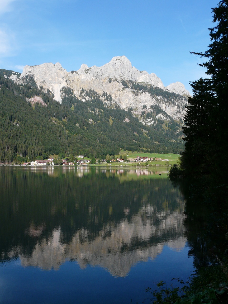 Haldensee, Allgäu Alpės, Alpių, Kalnai, Tannheim, Raudona Flüh, Haller, Ežeras, Vandenys, Kraštovaizdis