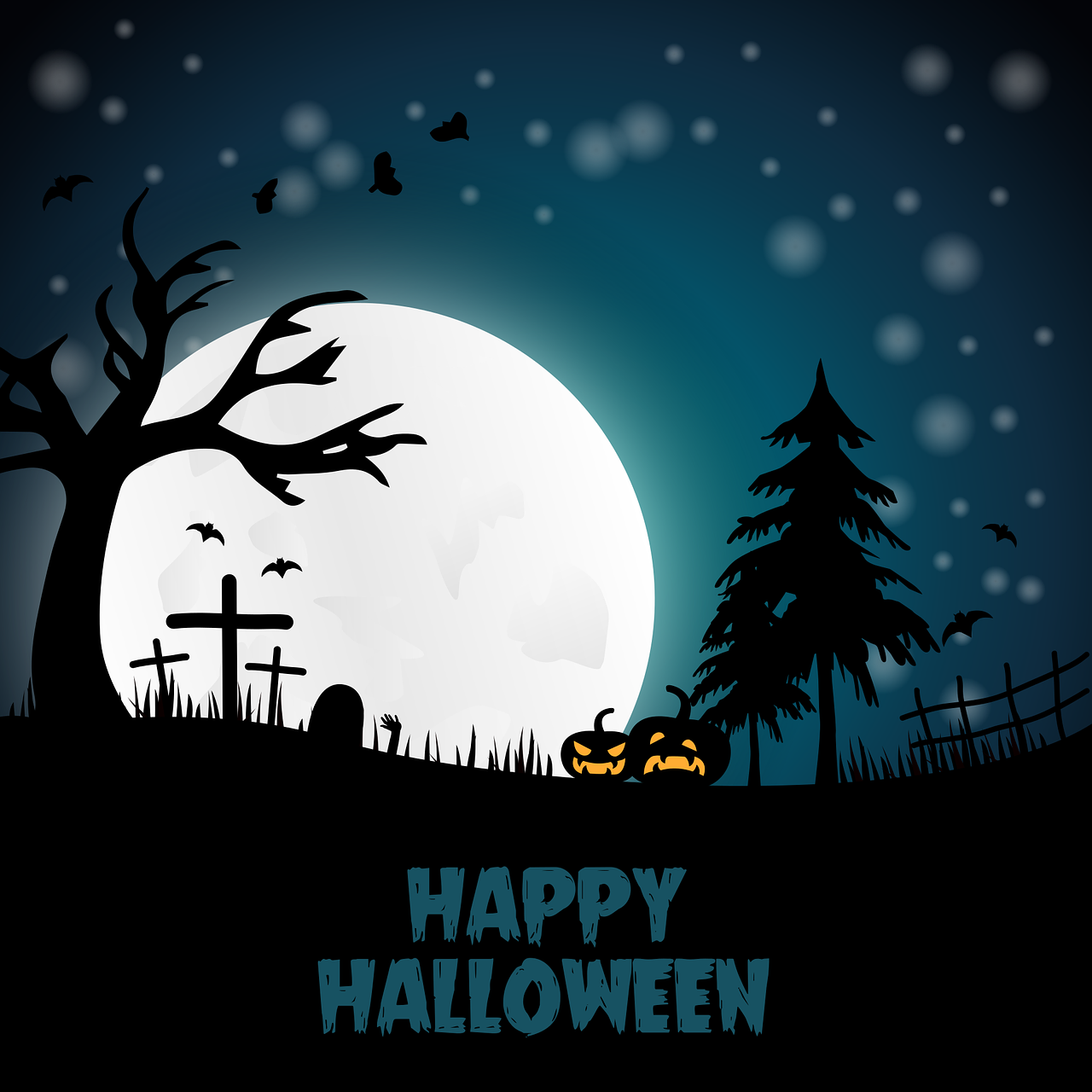 Halloween, Vektorius, Naktis, Creepy, Mėnulio Šviesa, Niūrus, Siaubas, Moliūgas, Panorama, Nemokama Vektorinė Grafika