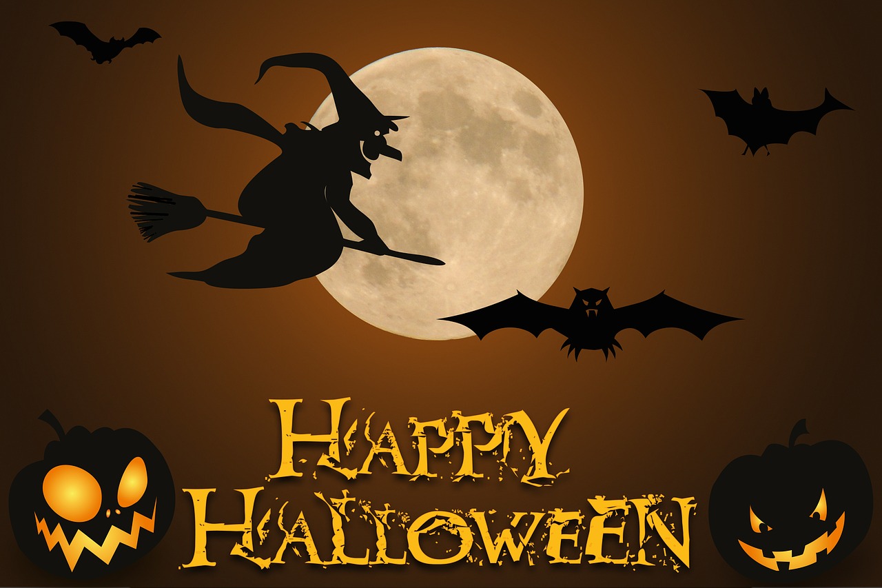 Halloween, Mėnulis, Magija, Naktis, Ragana, Skristi, Šikšnosparniai, Microchiroptera, Creepy, Moliūgas