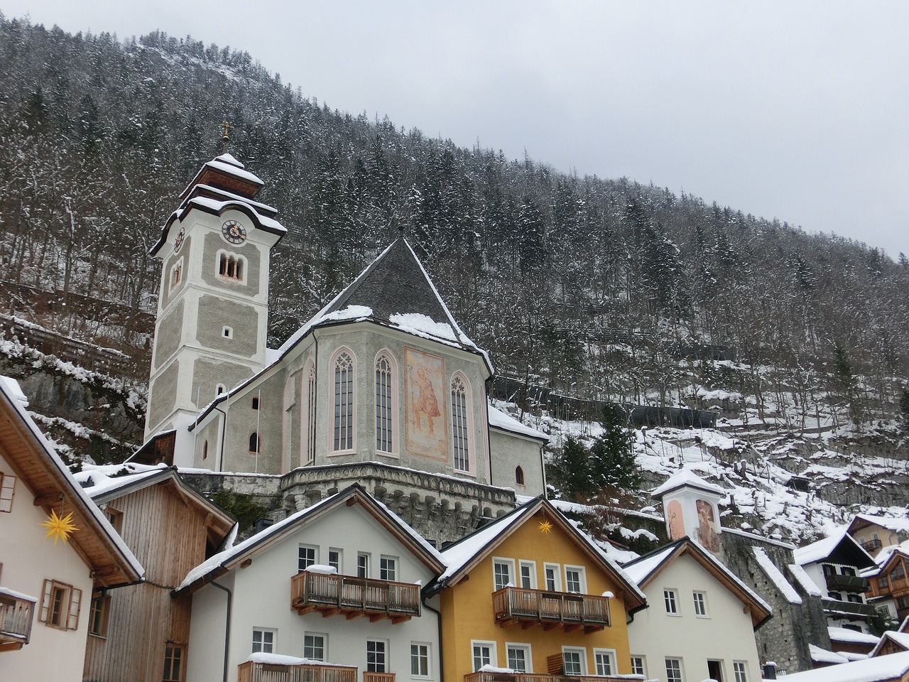 Hallstatt, Austria, Istorinis Centras, Namai, Kalnas, Unesco Pasaulio Paveldas, Bažnyčia, Nemokamos Nuotraukos,  Nemokama Licenzija