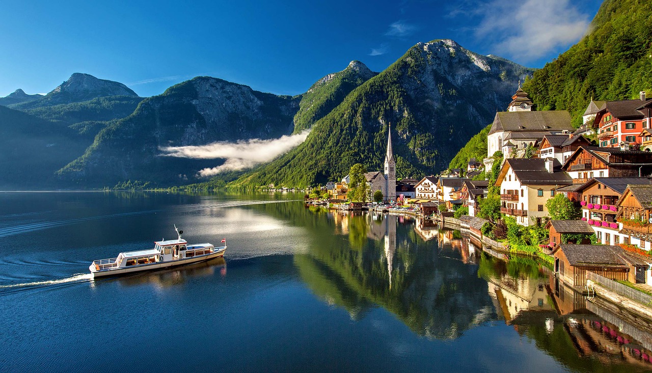 Hallstatt,  Austrija,  Bergsee,  Ežeras,  Alpine,  Vasara,  Turizmas,  Atostogos,  Viršutinės Austrija,  Kaimas