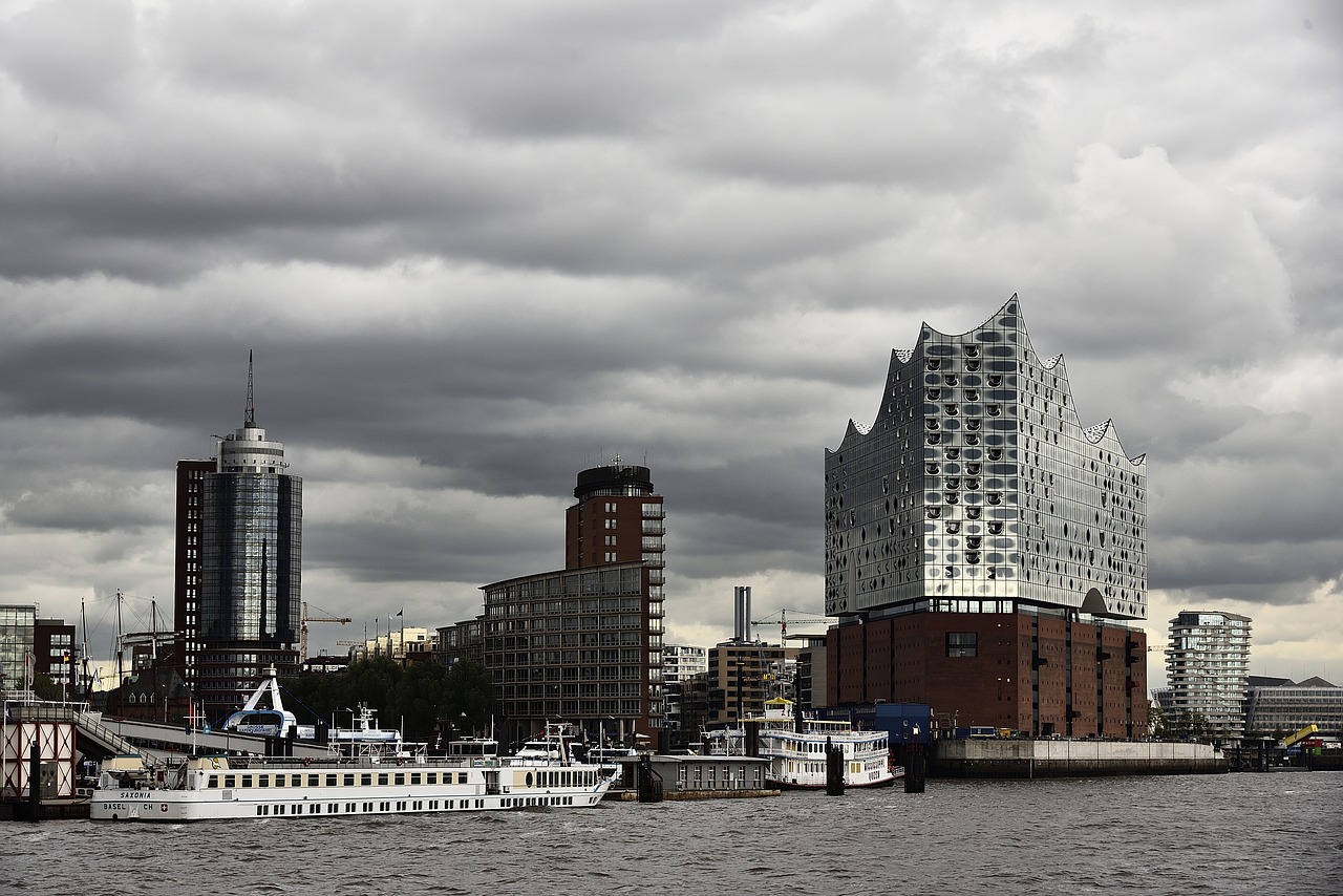 Hamburgas, Miestas, Uostas, Panorama, Vokietija, Architektūra, Vanduo, Elbės Filharmonijos Salė, Uosto Miestas, Laivai