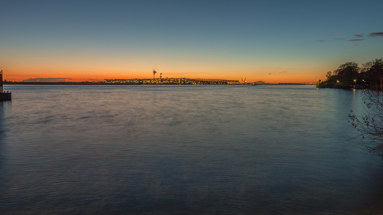 Hamburgas, Elbe, Airbus, Saulėlydis, Vanduo, Abendstimmung, Vakaras, Nuotaika, Vakarinis Dangus, Papludimys