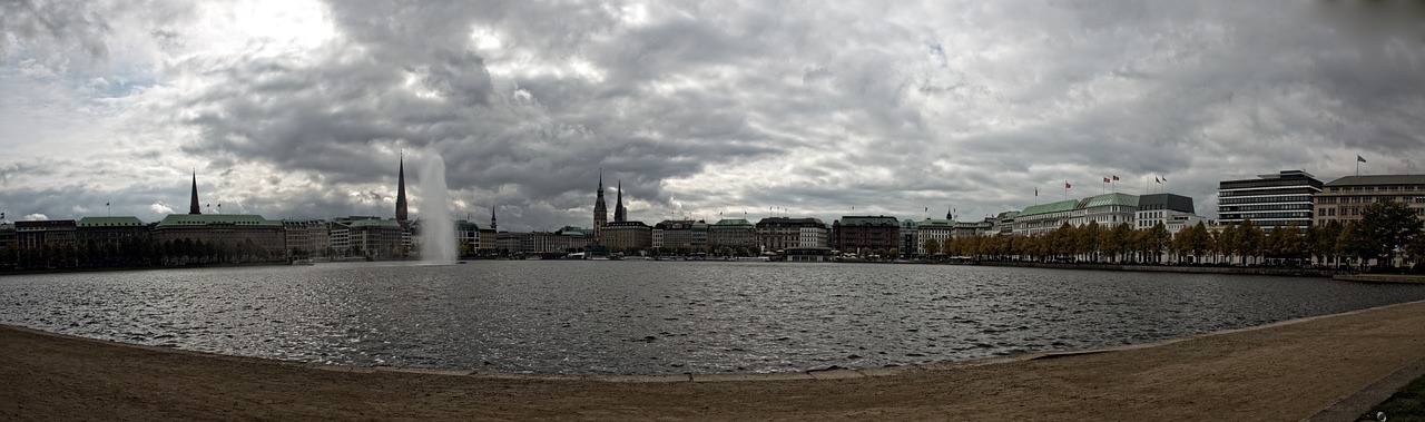Hamburgas, Jungfernstieg, Panorama, Nemokamos Nuotraukos,  Nemokama Licenzija