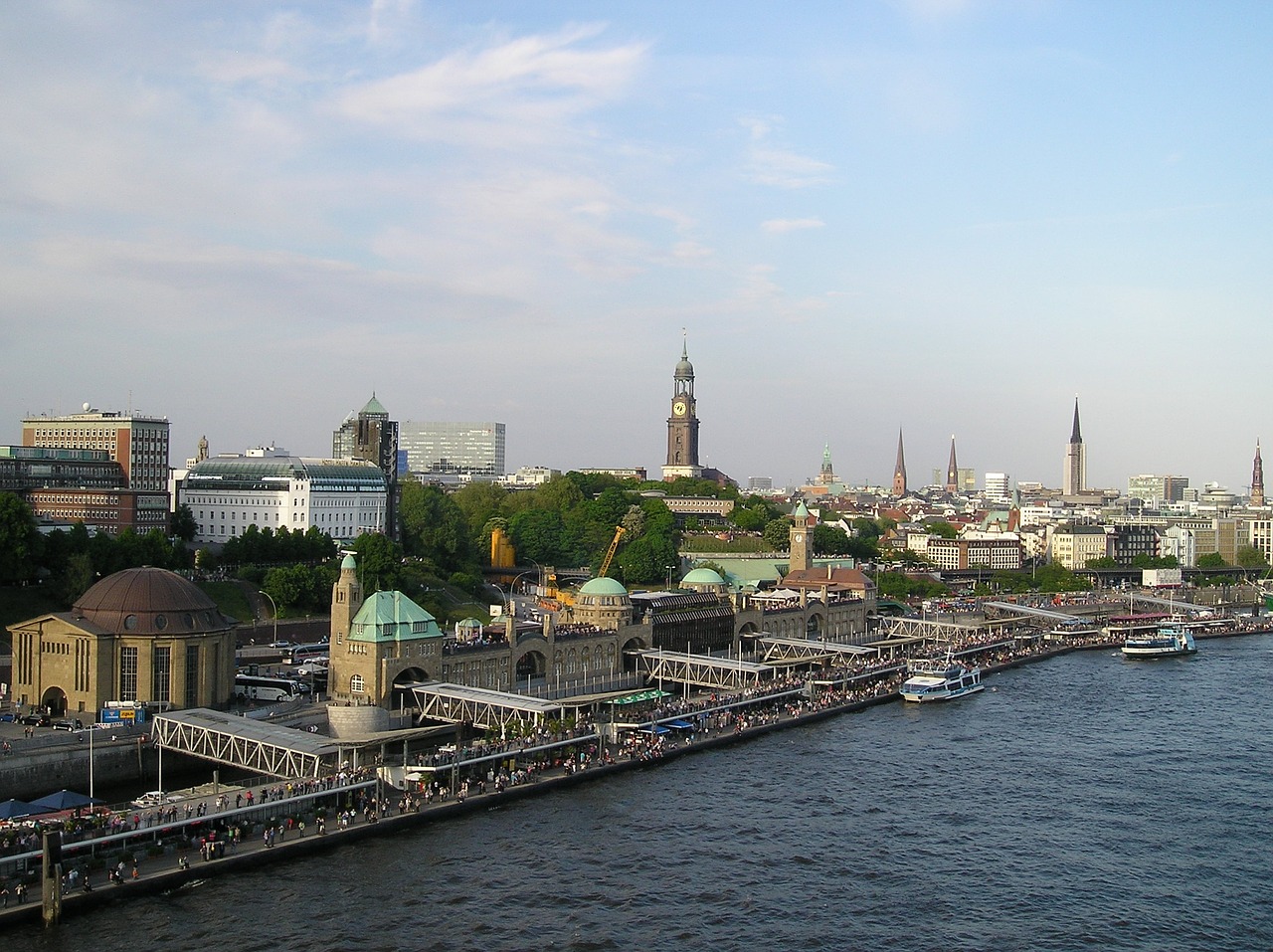 Hamburgas, Landungsbrücken, Panorama, Elbe, Michel, Nemokamos Nuotraukos,  Nemokama Licenzija