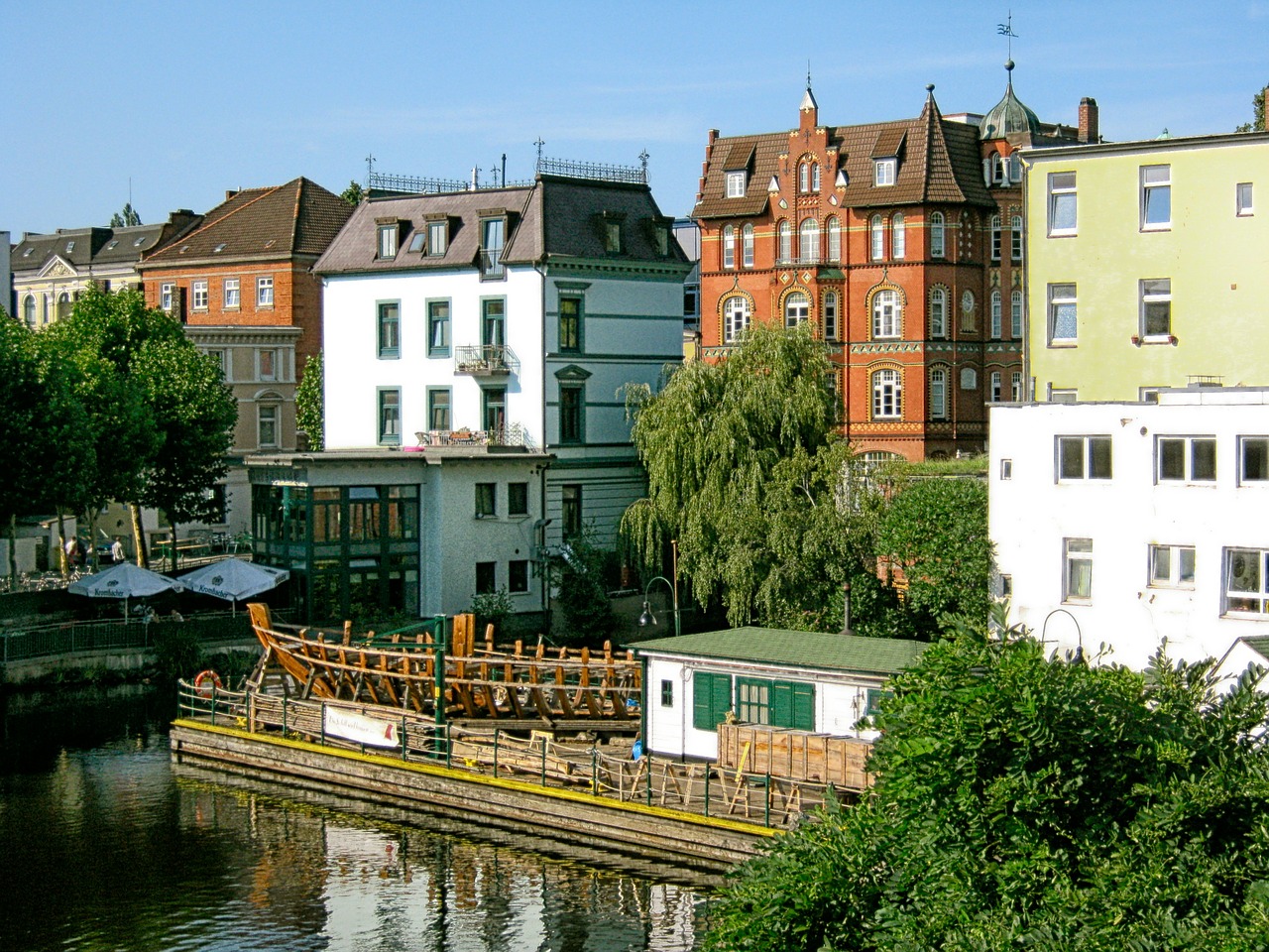 Hamburg-Bergdorf, Vokietija, Pastatai, Architektūra, Miestas, Miestai, Miesto, Kanalas, Ežeras, Vanduo