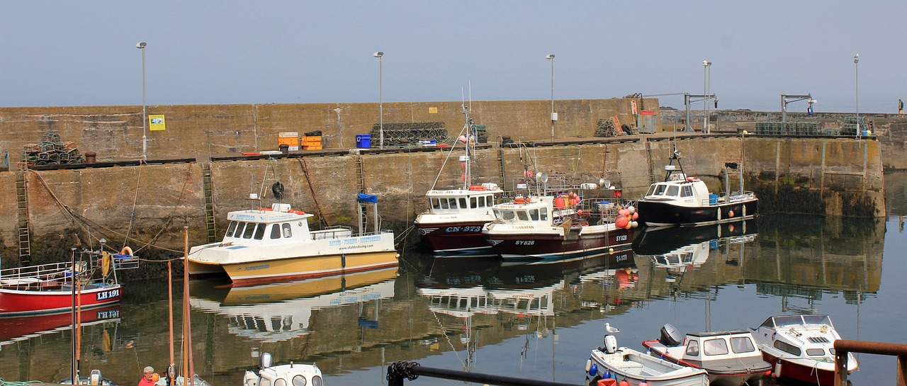 Uostas,  St Abbs,  Škotija East Coast,  Bay,  Žvejų Kaimelis,  Varža Puodai,  Krabų Žvejyba,  Įrenginiai,  Sienelę,  Omaras Narvas