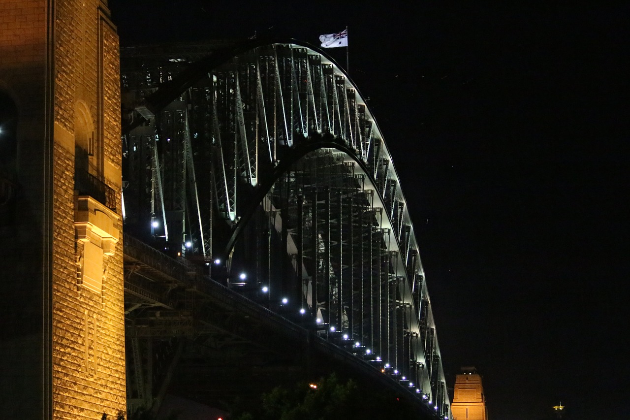 Uosto Tiltas, Tiltas, Sidnėjus, Naktis, Architektūra, Orientyras, Kelio, Gabenimas, Kelias, Struktūra