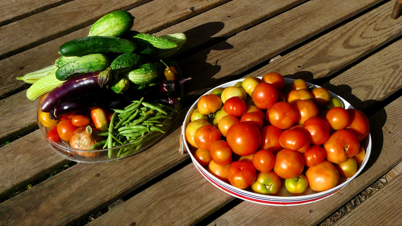 Derlius, Sodas, Pomidorai, Agurkai, Baklažanas, Žaliosios Pupelės, Vasara, Daržovių, Šviežias, Maistas