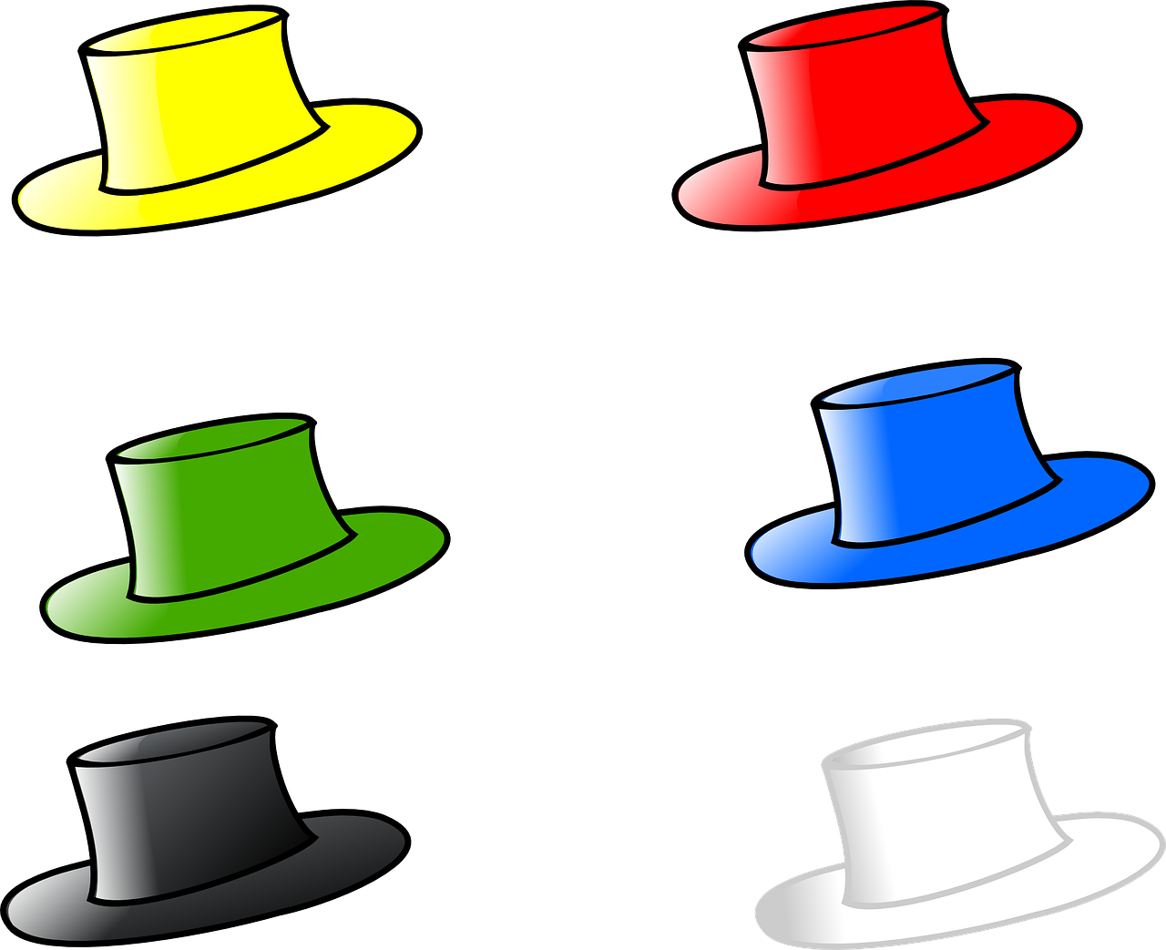 Skrybėlę, Šeši, Skrybėlės, Galva, Dėvėti, Mada, Raudona, Juoda, Mėlynas, Geltona