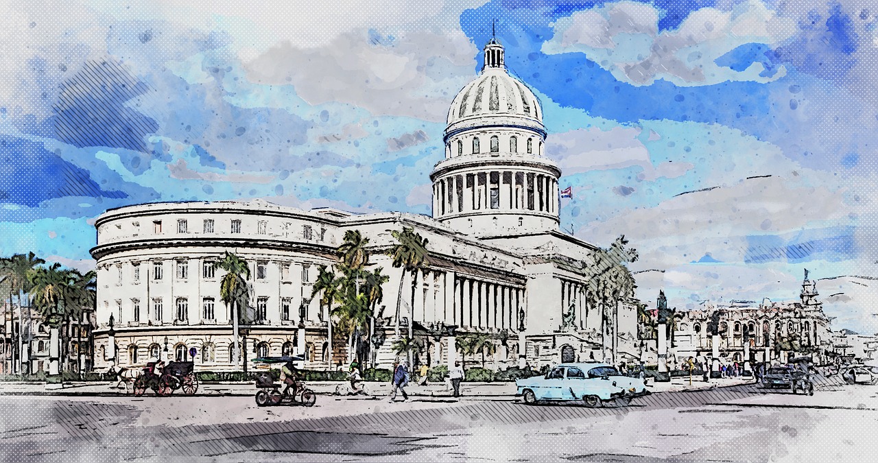 Havana,  Kuba,  Capitol Pastatas,  Architektūra,  Žymus Objektas,  Istorinis,  Miestas,  Miesto,  Palmės,  Automobiliai