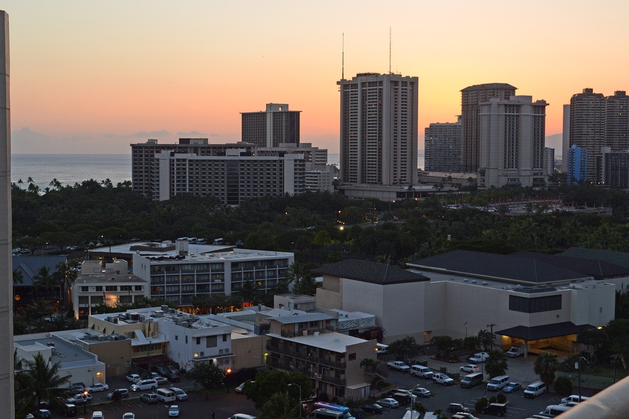 Hawaii, Saulėlydis, Miestas, Waikiki, Havajų Kalba, Oahu, Nemokamos Nuotraukos,  Nemokama Licenzija