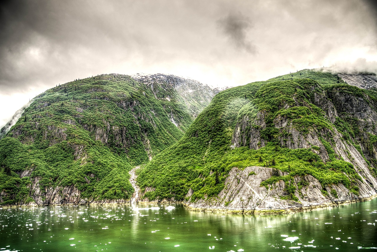 Hdr, Tracy Rankos Fjordas, Alaska, Juneau, Kalnai, Vaizdingas, Sniegas, Akmenys, Balta, Kraštovaizdis