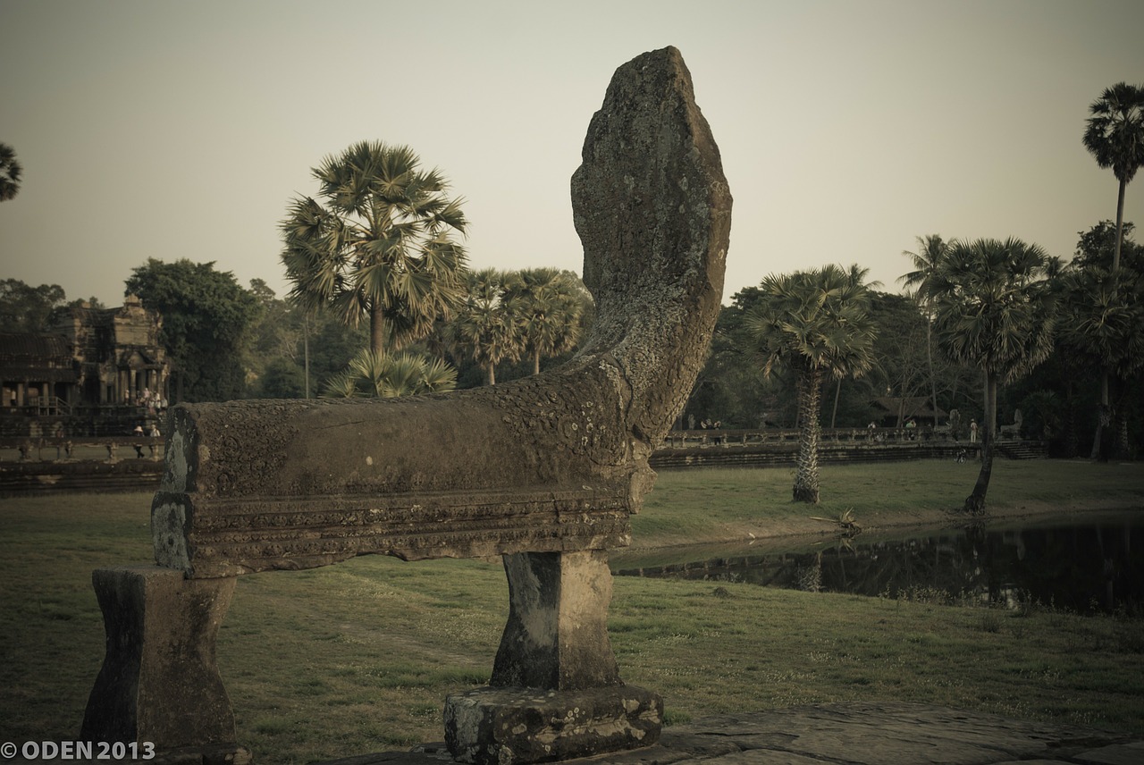 Galva, Naga, Gyvatė, Statula, Akmuo, Angkor, Kambodža, Budistinis, Angkor Wat, Unesco Svetainė